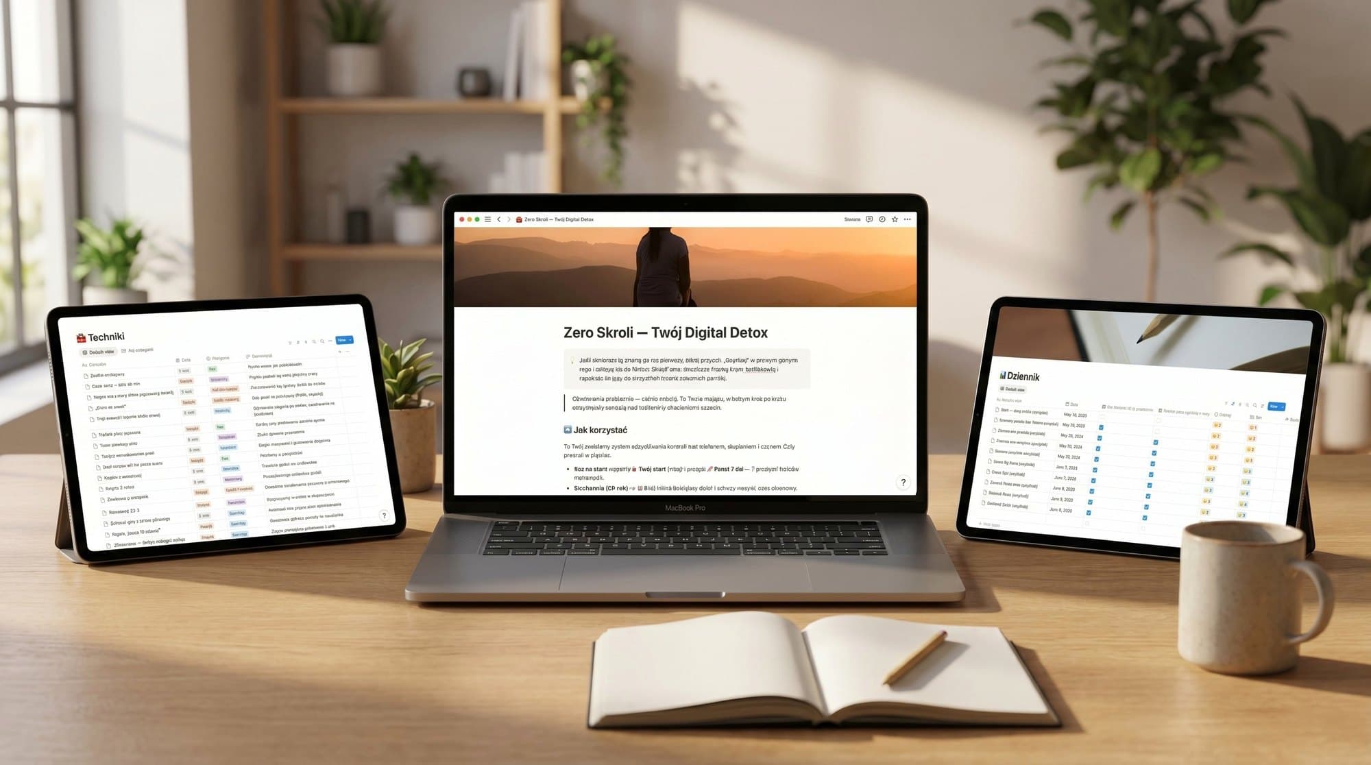 Zero Skroli — Digital Detox w Notion na laptopie i tabletach